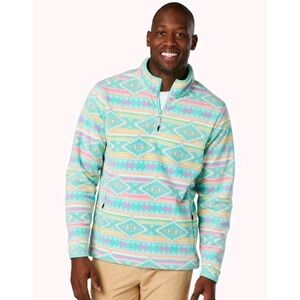 Chubbies Flame Commander Quarter Zip Fleece Men's Southwestern Aztec Retro Sz M